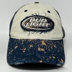 Vintage Y2Ks Bud Light Dad Hat Baseball Cap Beer Anheuser Busch Strapback Blue